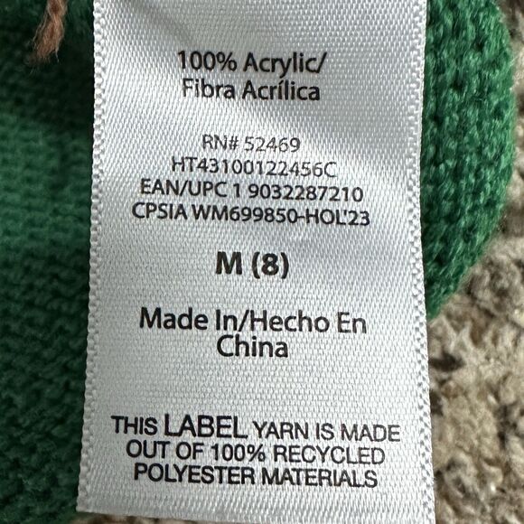 Holiday Time Kids Sz M 8 Green Christmas Sweater Santa Paws Pug Dog Ugly Sweater - Picture 9 of 9